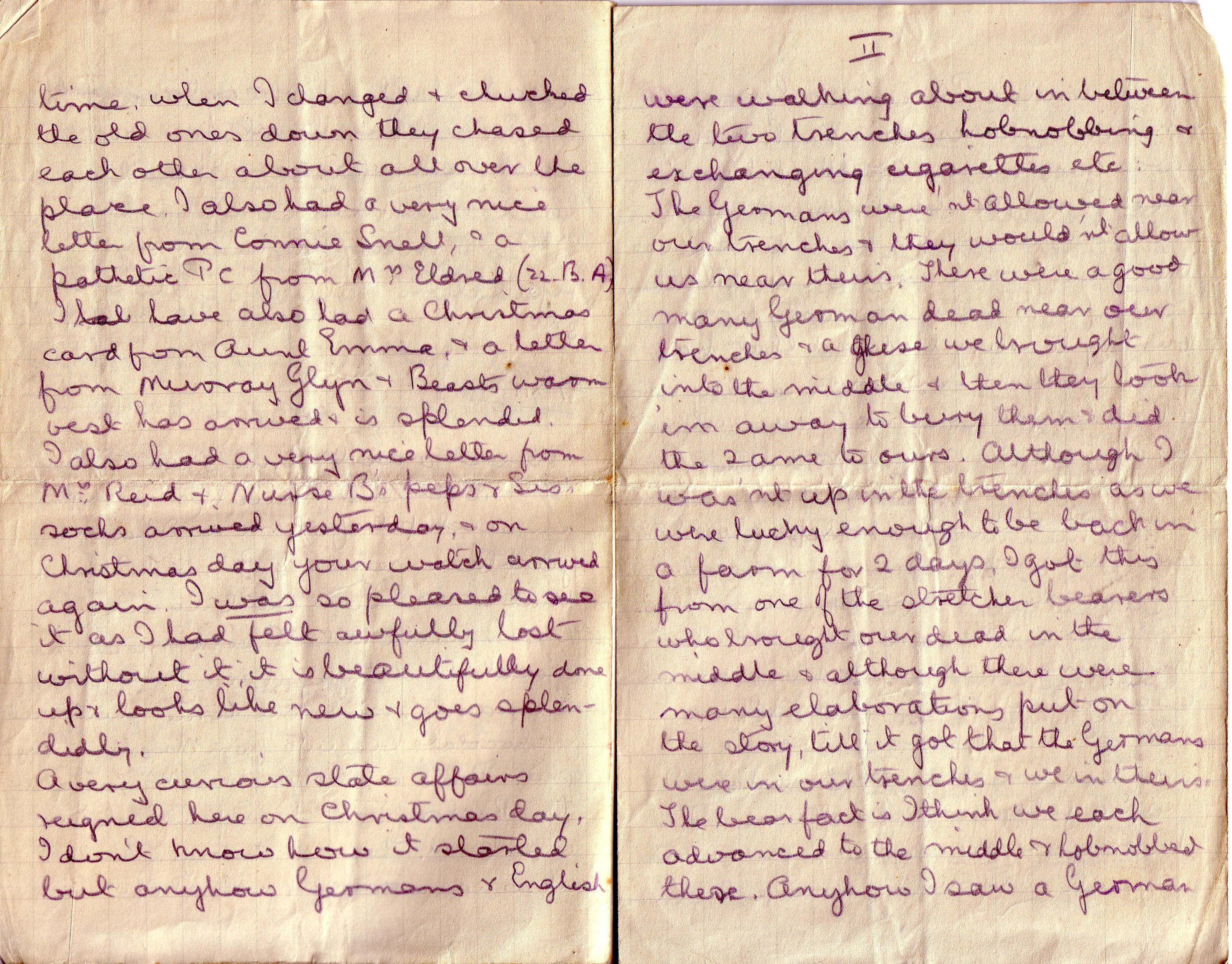 back of first sheet and front of second