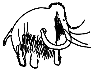 Cave painting of woolly mammoth