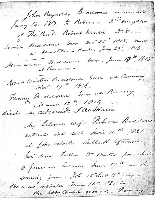 page 4 of Beddome family bible