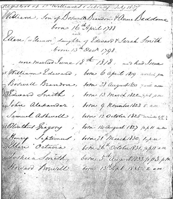 page 5 of Beddome family bible