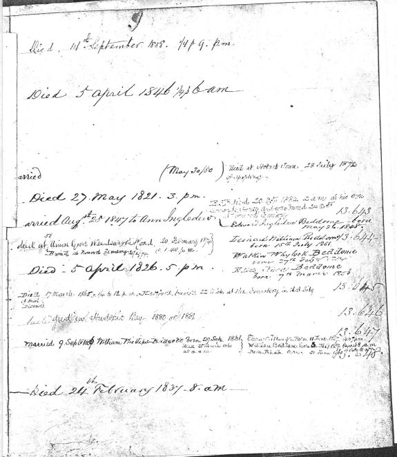 page 6 of Beddome family bible