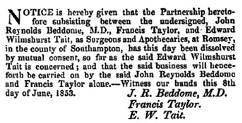 Newsclipping mentioning Dr. J R Beddome of Romsey