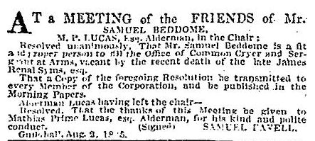 Samuel Beddome - Sarjeant of arms