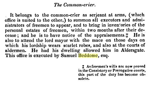 Samuel Beddome - Sarjeant of arms
