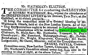 News clippings about Samuel Favell
