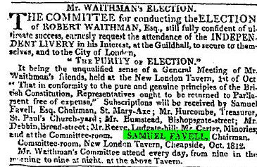 News clippings about Samuel Favell