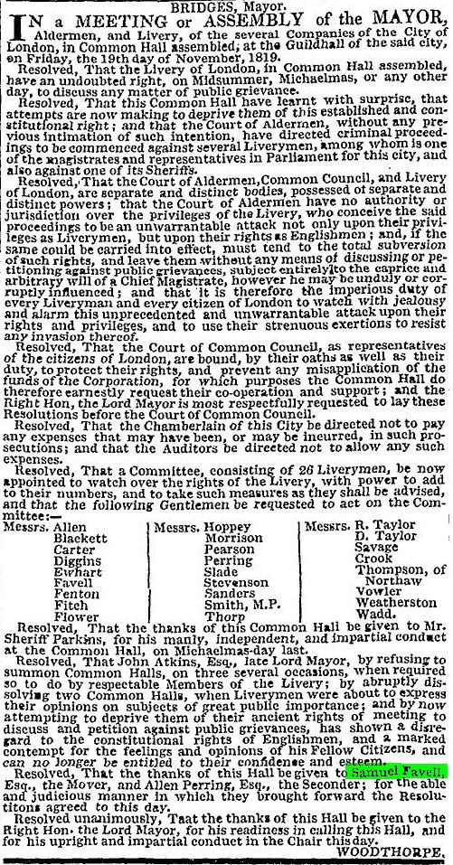 News clippings about Samuel Favell
