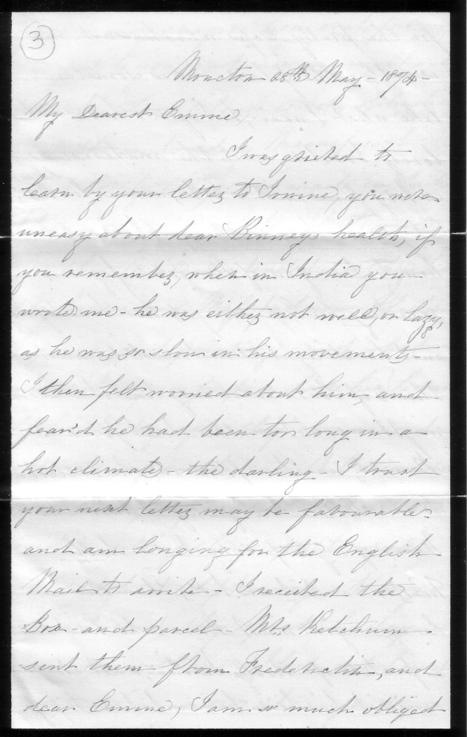 First letter from Emily Binney - page 1