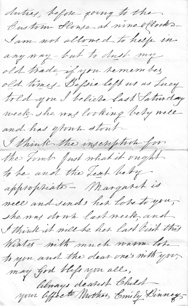 Second letter from Emily Binney - page 4