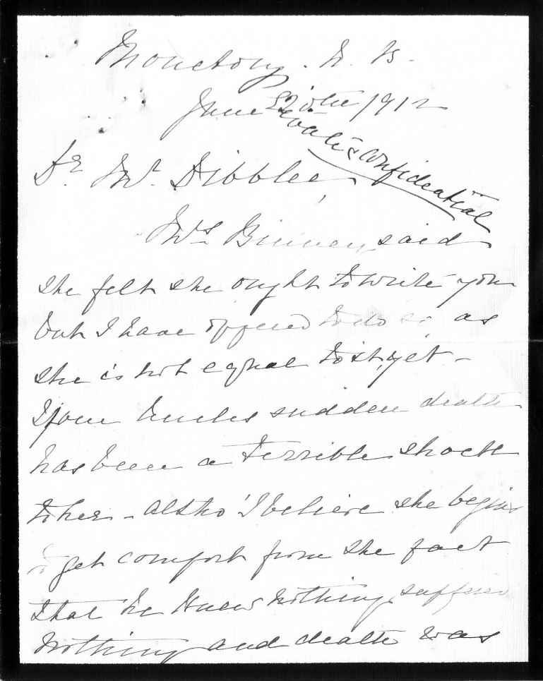 Letter from Sarah Ketchum - page 1