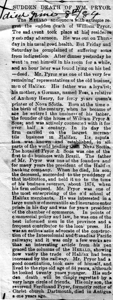 William Pryor obituary