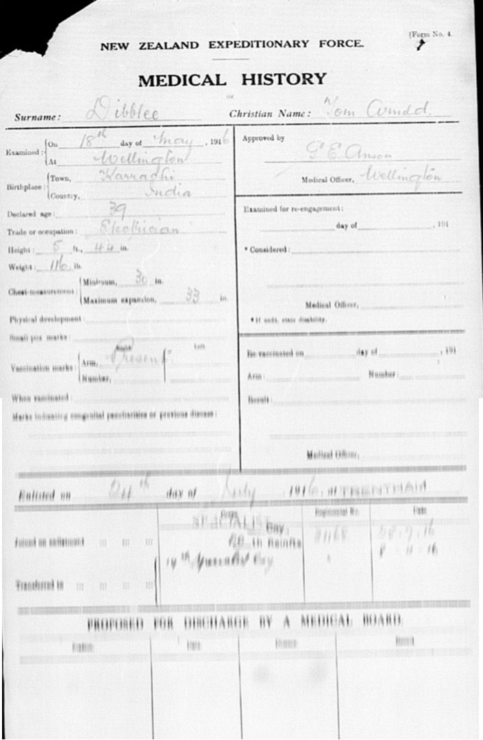 Army record of Tom Arnold Dibblee