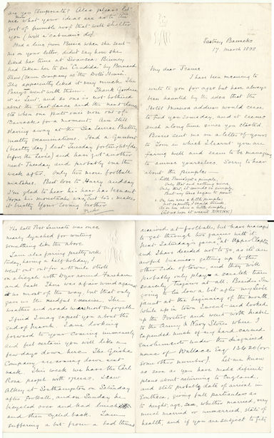 Letter from Frederick Dibblee to his sister