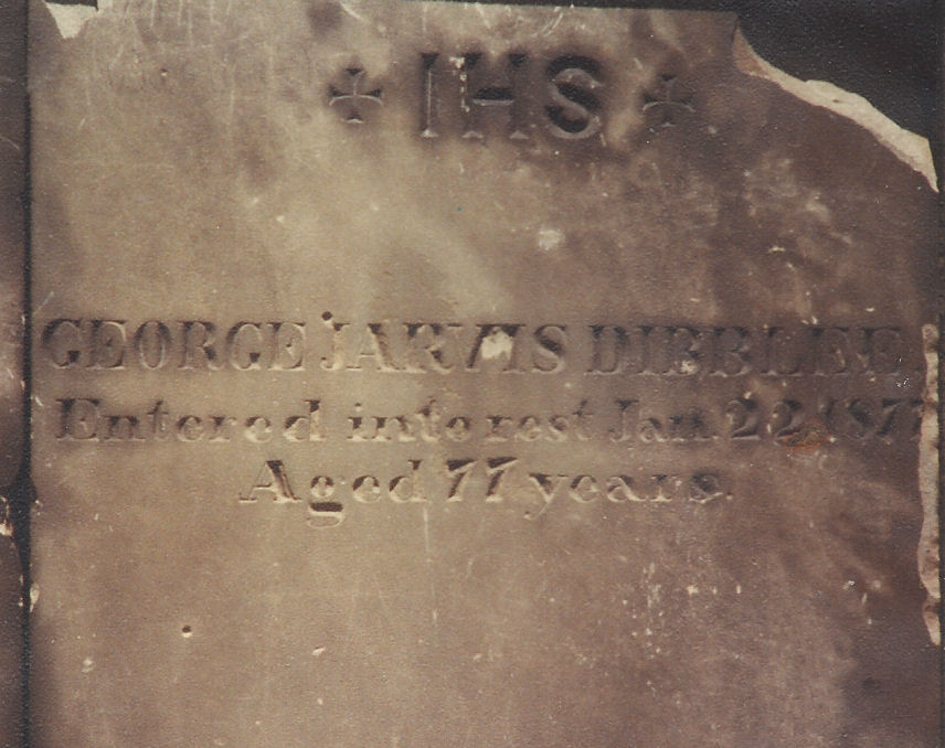 Inscription on grave of George Jarvis Dibblee in an old cemetery, Fredericton, New Brunswick