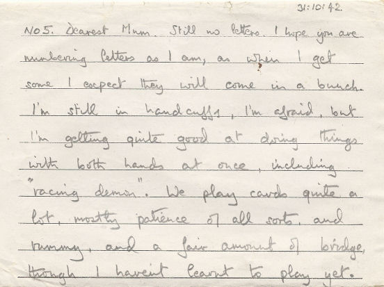 Letter from John Dibblee when POW