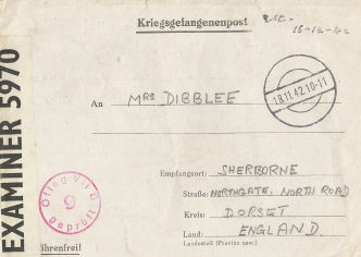 Letter from John Dibblee when POW