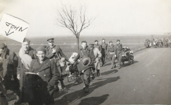 The POWs from Oflag IX A/Z being marched away from the advancing Americans.