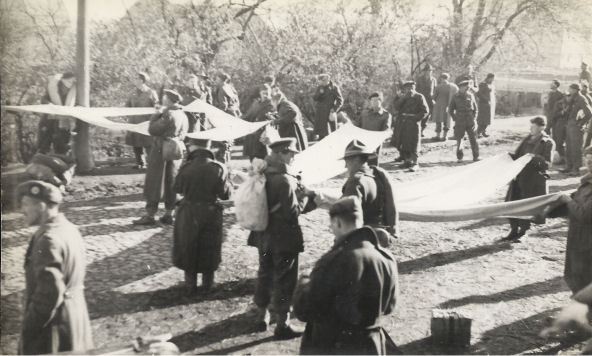 The POWs from Oflag IX A/Z being marched away from the advancing Americans.