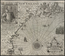 John Smith's map of New England 1624, showing Massachusetts Bay area