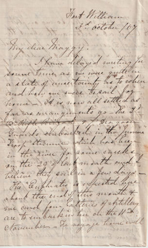 Letter from Andrew Geddes to sister