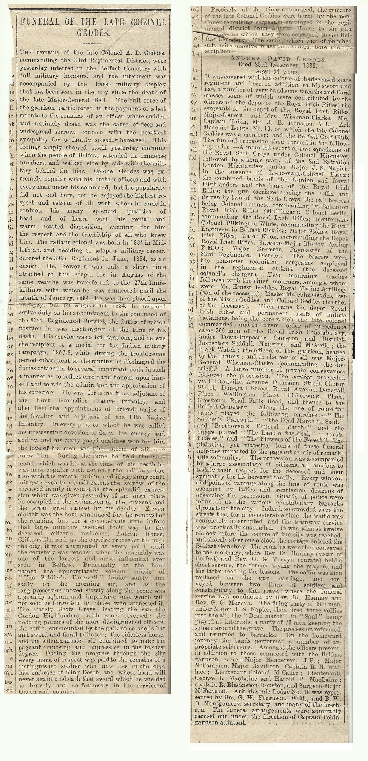 Funeral of Andrew David Geddes