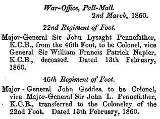 John Geddes (IV) to Colonel of 46th Foot