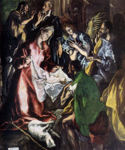 1596-1600 Adoration of the Shepherds (detail) by El Greco (1541-1614)