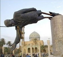 Saddam Hussein's statue pulled down in the Iraq war, 2003