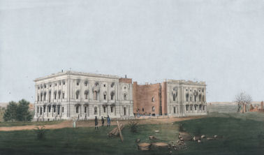 Ruins of the U.S. Capitol following British attempts to burn the building by George Munger, 1814
