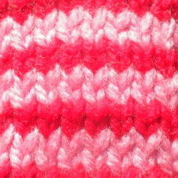 Two colours, stocking stitch, double rows