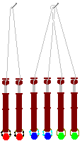 Hanging bobbins on pins