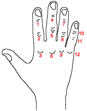 Counting to 60 using fingers - Babylonian number system