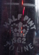 Half pint mark on glass
