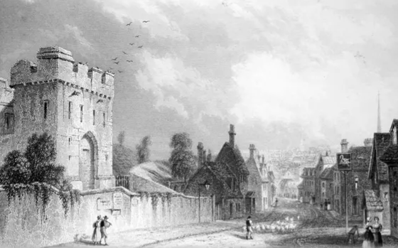 old map showing Cambridge castle