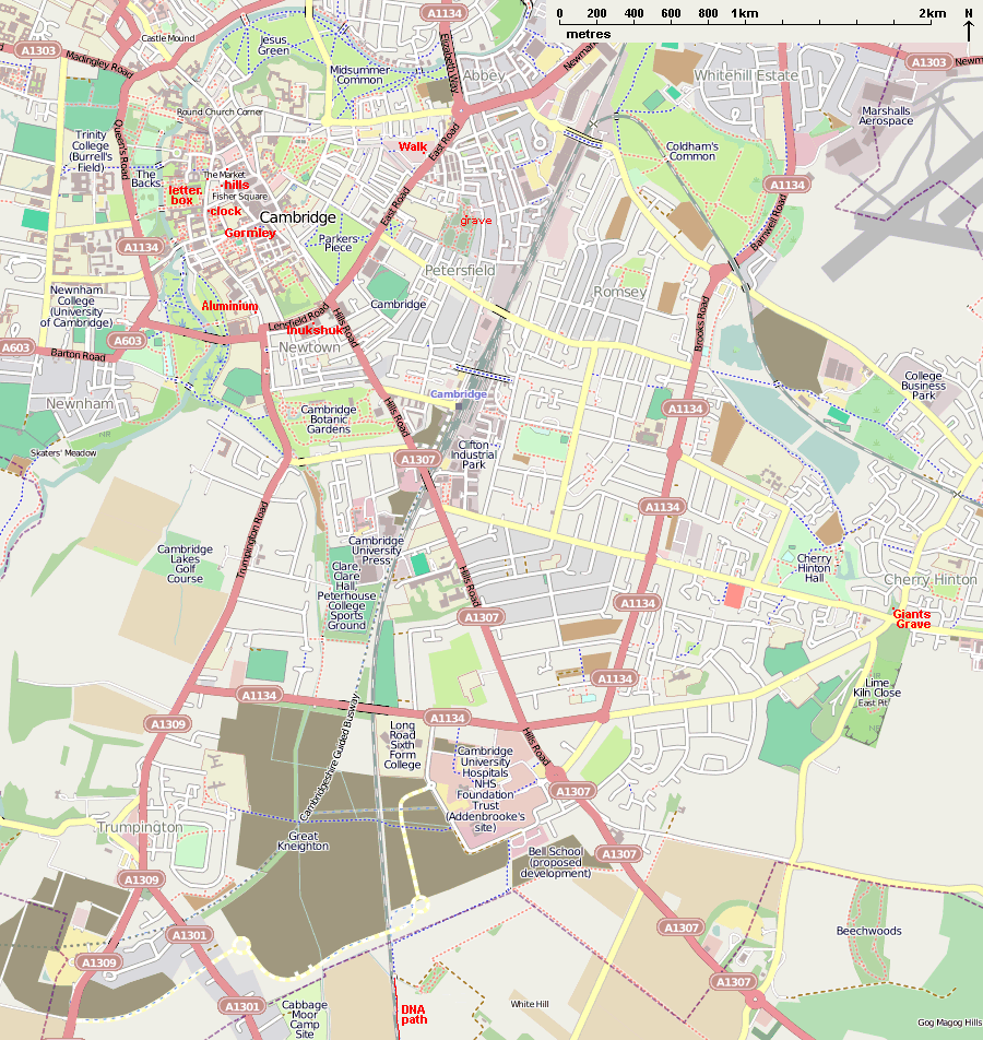 Map of interesting stuff in Cambridge
