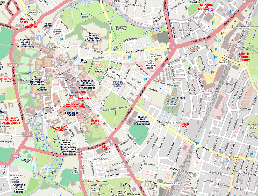 Map of museums in Cambridge