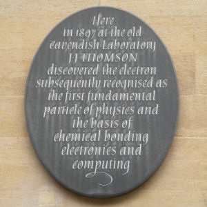 Plaque about J J Thomson