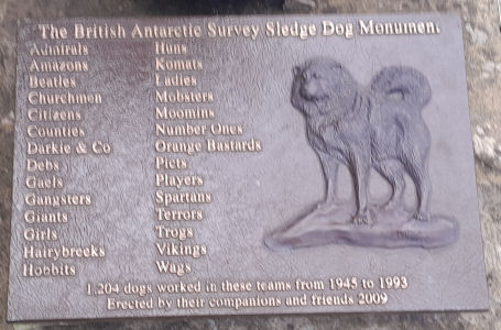 British Antarctic Survey Sledge Dog Monument, outside Scott Polar Museum