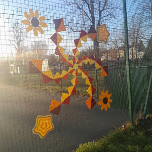 Yarn bombing on Jesus Green