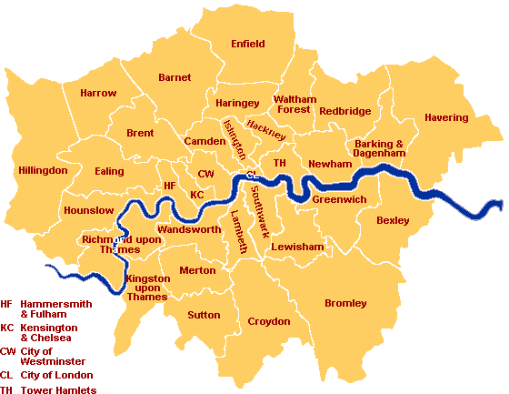 Map of London Boroughs